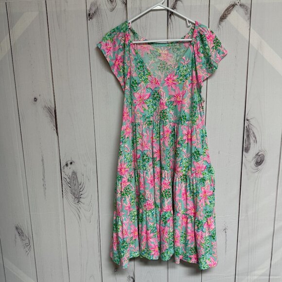 Lilly Pulitzer Dresses & Skirts - Lilly Pulitzer Geanna Dress Large Surf Blue So Shellegant Pockets EUC